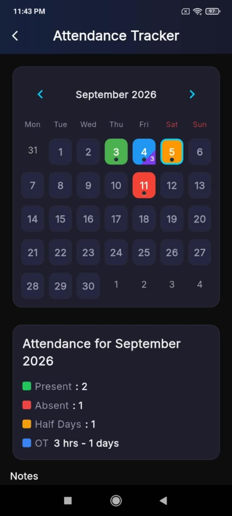 AttendMe Calendar & Attendance Tracker